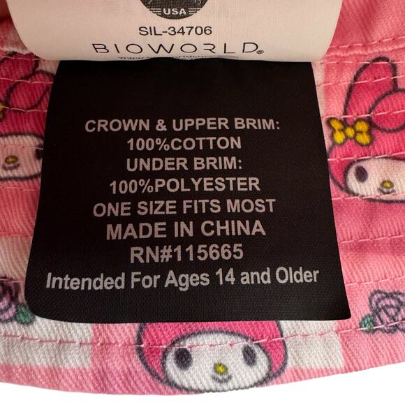 SANRIO My Melody Pink Reversible Bucket Hat Embroidered One Size Adult Cotton - Picture 9 of 9
